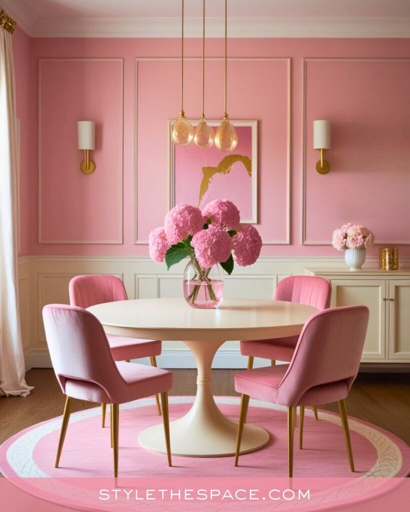 Soft Pink and Gold Glam Dining Room Idea