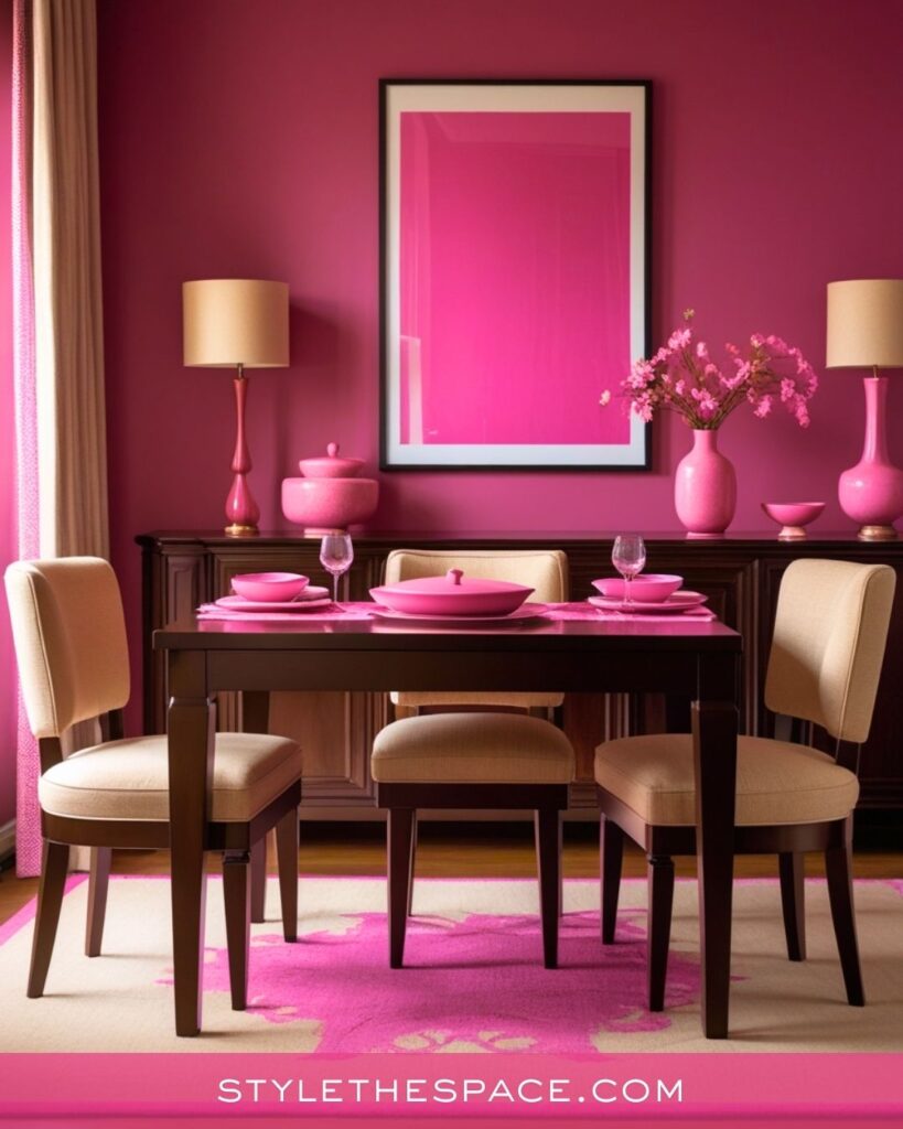 Soft Pink and Beige Modern Dining Room Idea