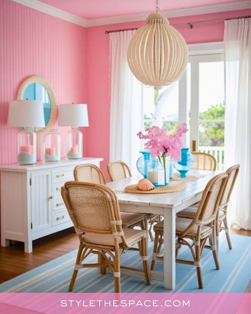 Coastal Pink Dining Room Idea