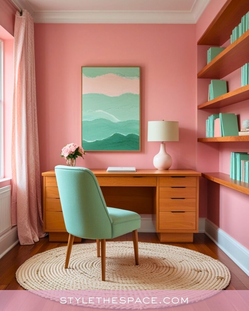 Mint and Pink Home Office Inspiration