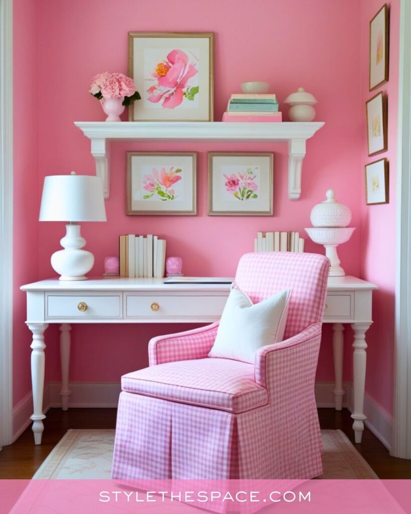 Classic Pink Home Office With Sweet Cottage Style
