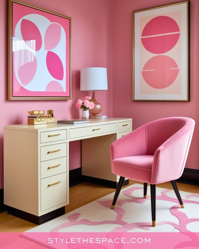 Elegant Pink Home Office Design