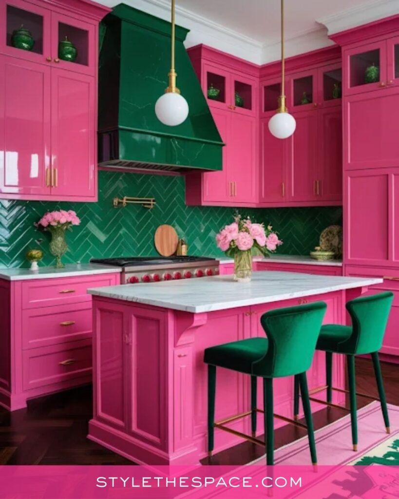 Bold Pink and Green Kitchen Inspiration