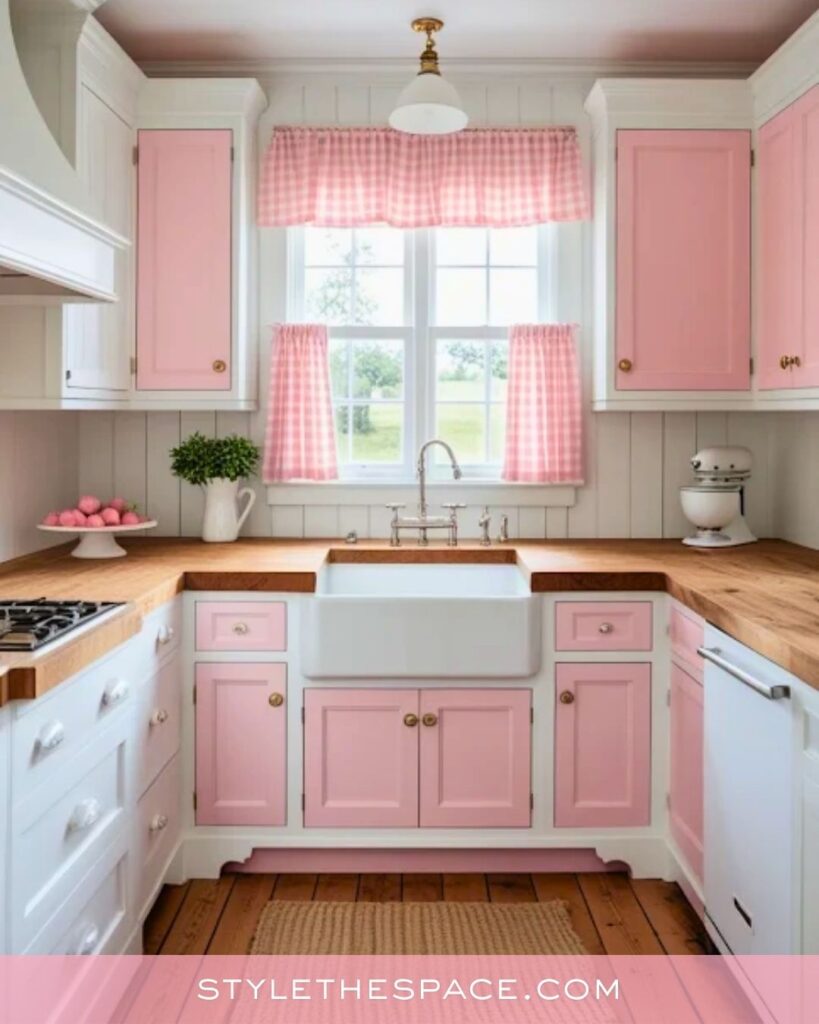 Charming Cottage-Style Pink Kitchen