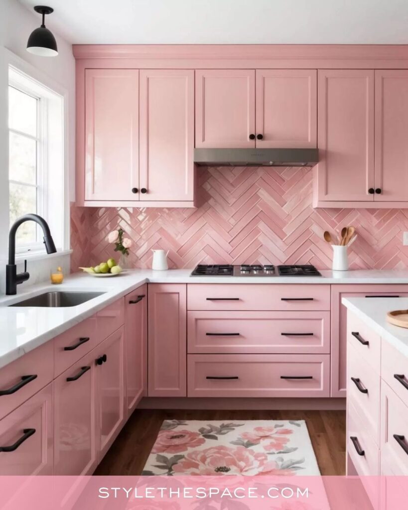 Soft Pink Kitchen with Modern Details