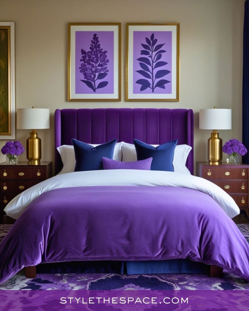 Purple and Navy Classic Bedroom Idea