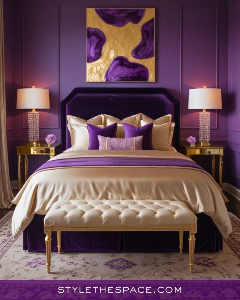 Lavish Purple and Gold Bedroom Idea