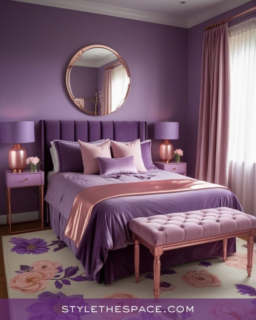Soft Purple and Rose Gold Bedroom Idea