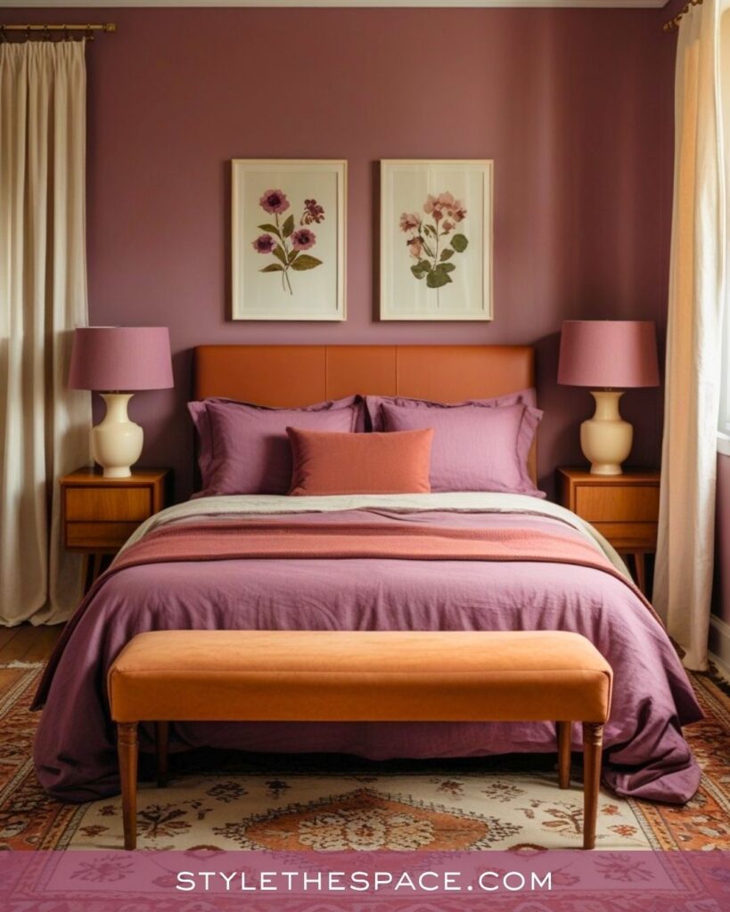 Muted Purple and Terracotta Bedroom Idea