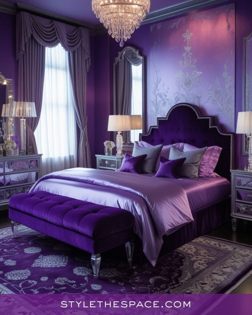 Luxurious Deep Purple Glam Bedroom