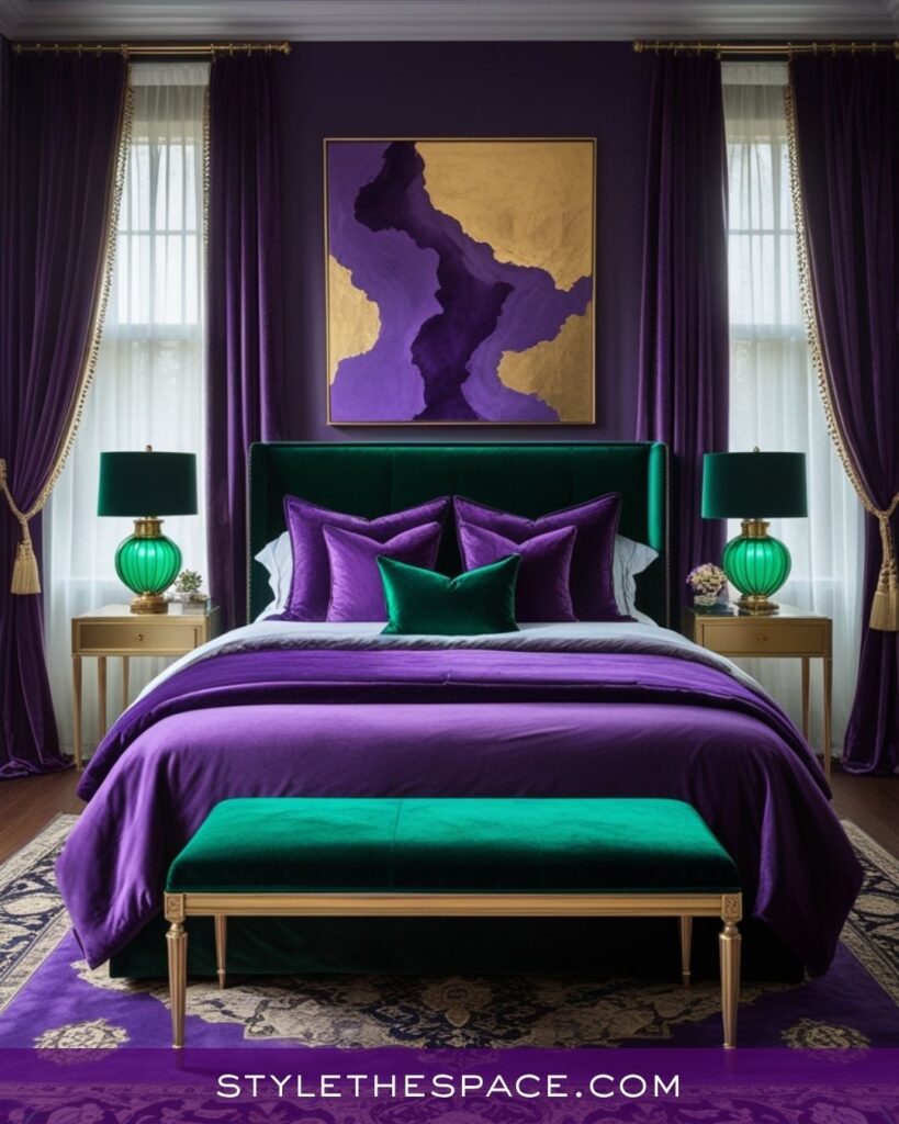 Purple and Emerald Luxe Bedroom Idea