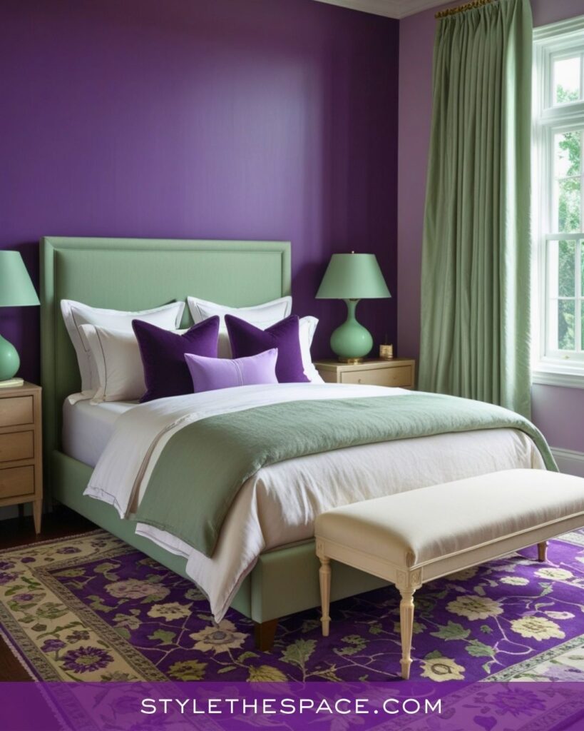 Soft Green and Purple Bedroom Idea