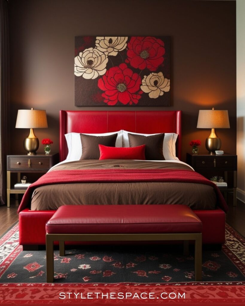 Warm Red and Brown Bedroom Design