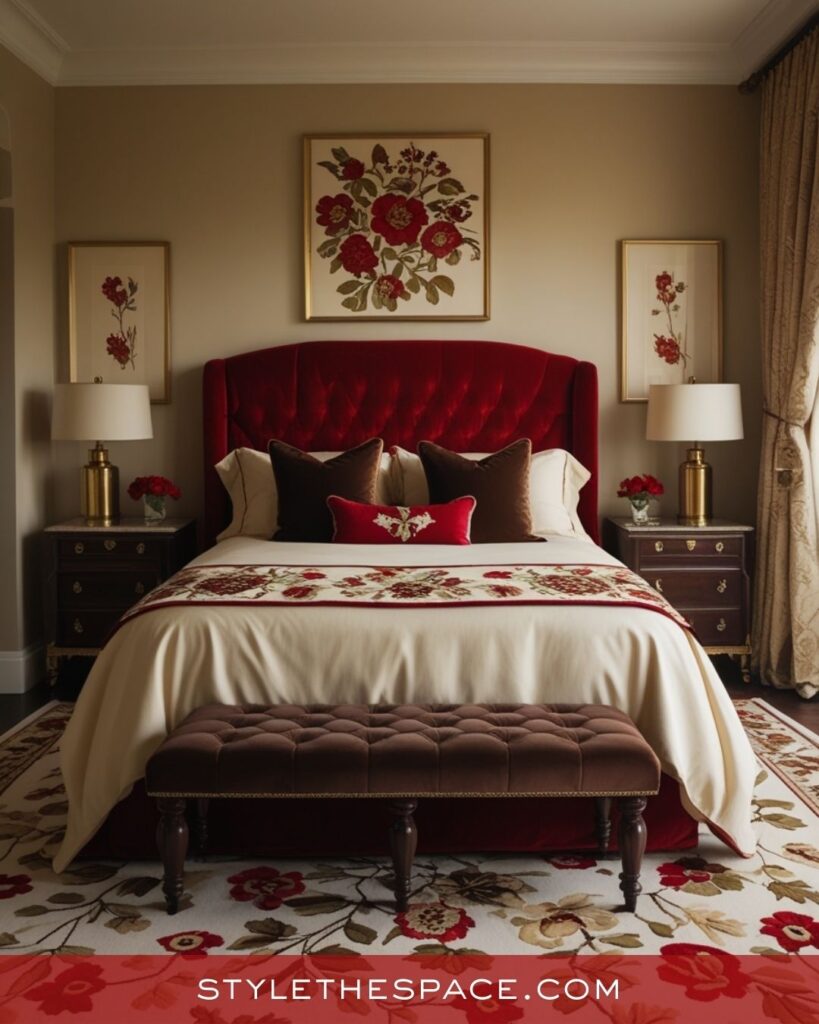 Warm Red and Beige Bedroom Design