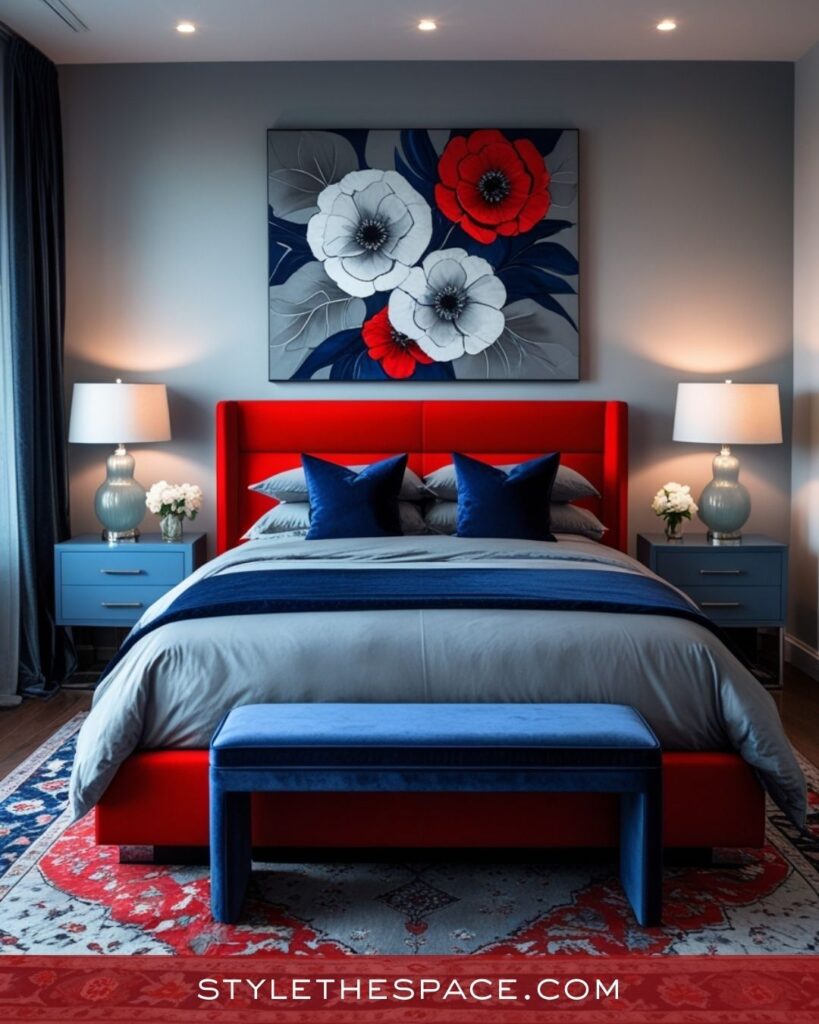 Red and Blue Contemporary Bedroom Inspiration