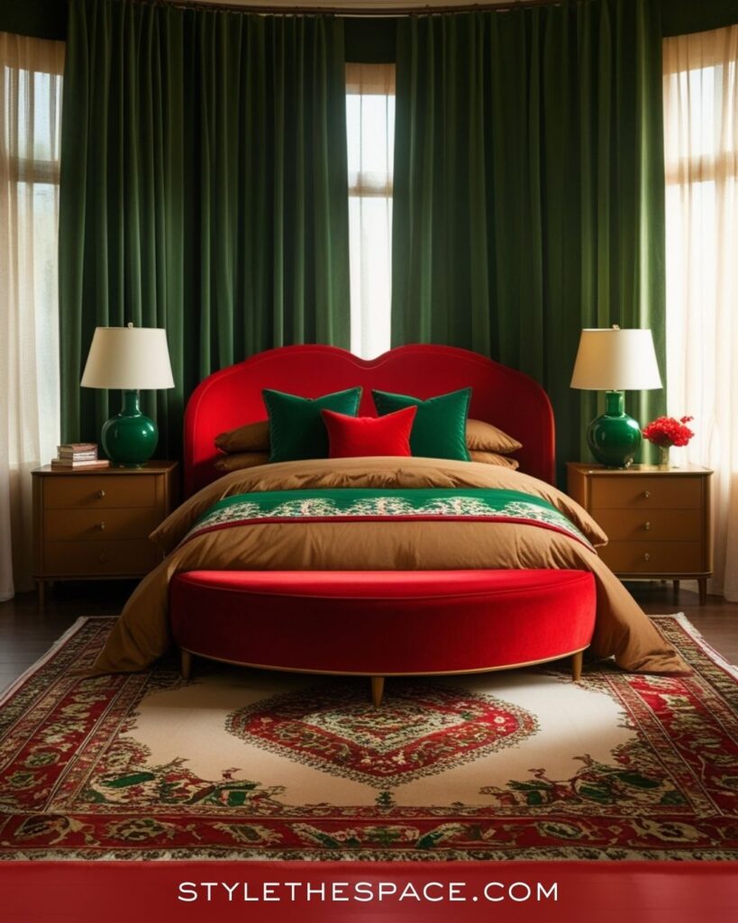 Red and Green Classic Bedroom Style