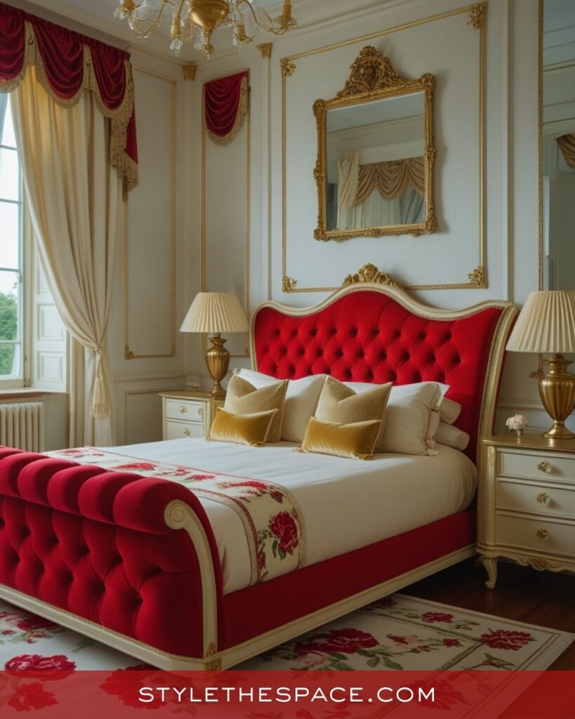Luxurious Red and Gold Classic Bedroom Design