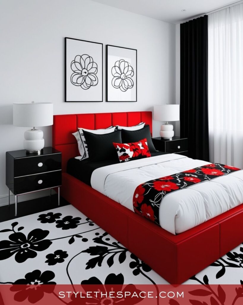 Modern Red and Black Bedroom
