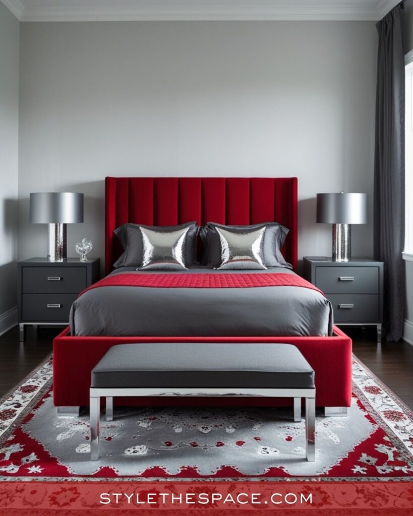 Modern Red and Gray Bedroom