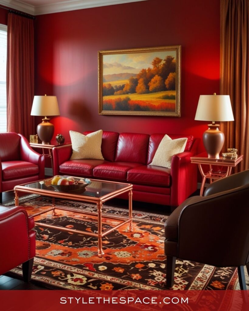 Warm and Elegant Red Living Room Decor