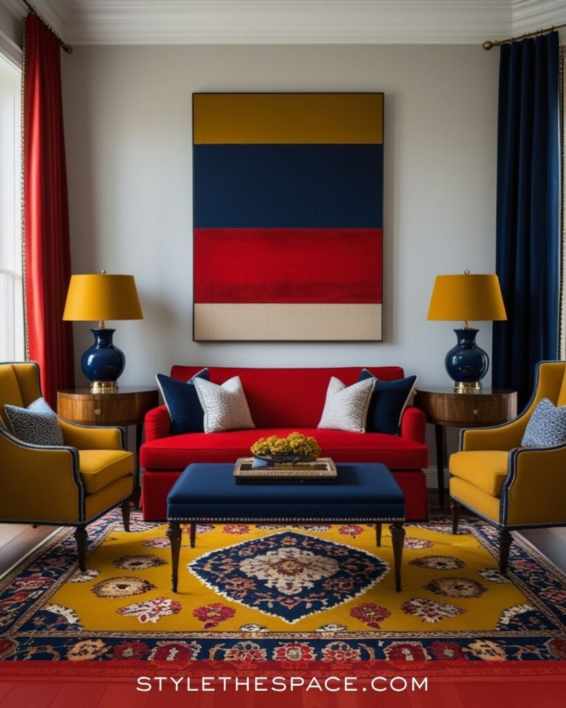  Vibrant Red Living Room With Bold Color Pairing