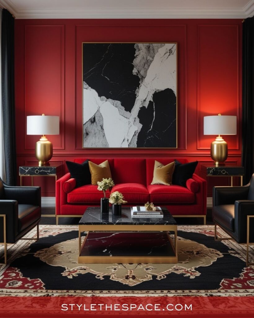 Bold Red Living Room Style Inspiration
