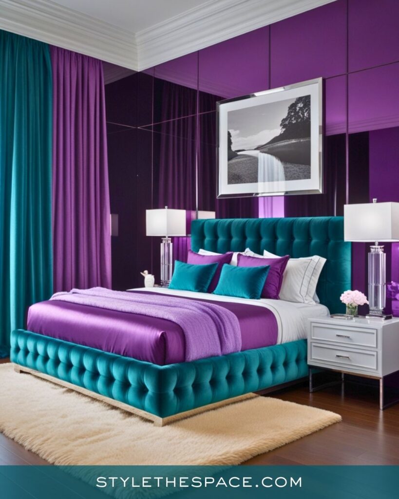 Bold Teal and Purple Luxury Bedroom Inspiration