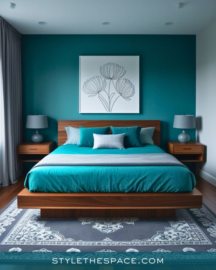 Teal Bedroom With Modern Minimalist Style