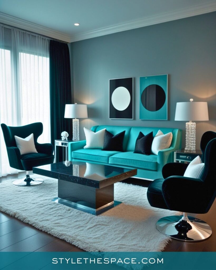 Modern Teal and Black Living Room Style