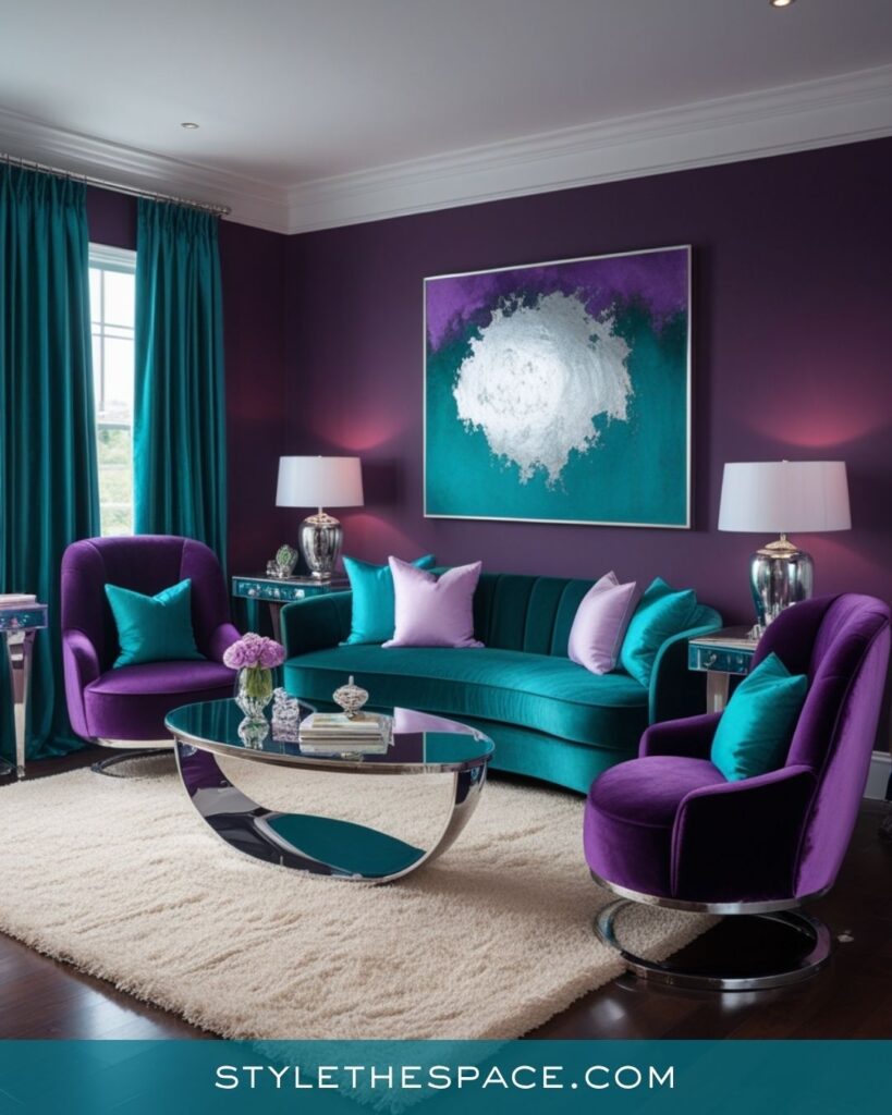 Teal and Purple Living Room Inspiration