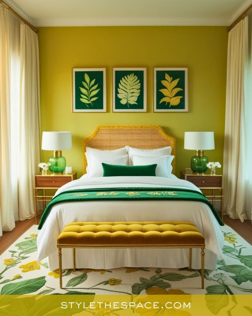 Fresh Yellow and Green Botanical Bedroom