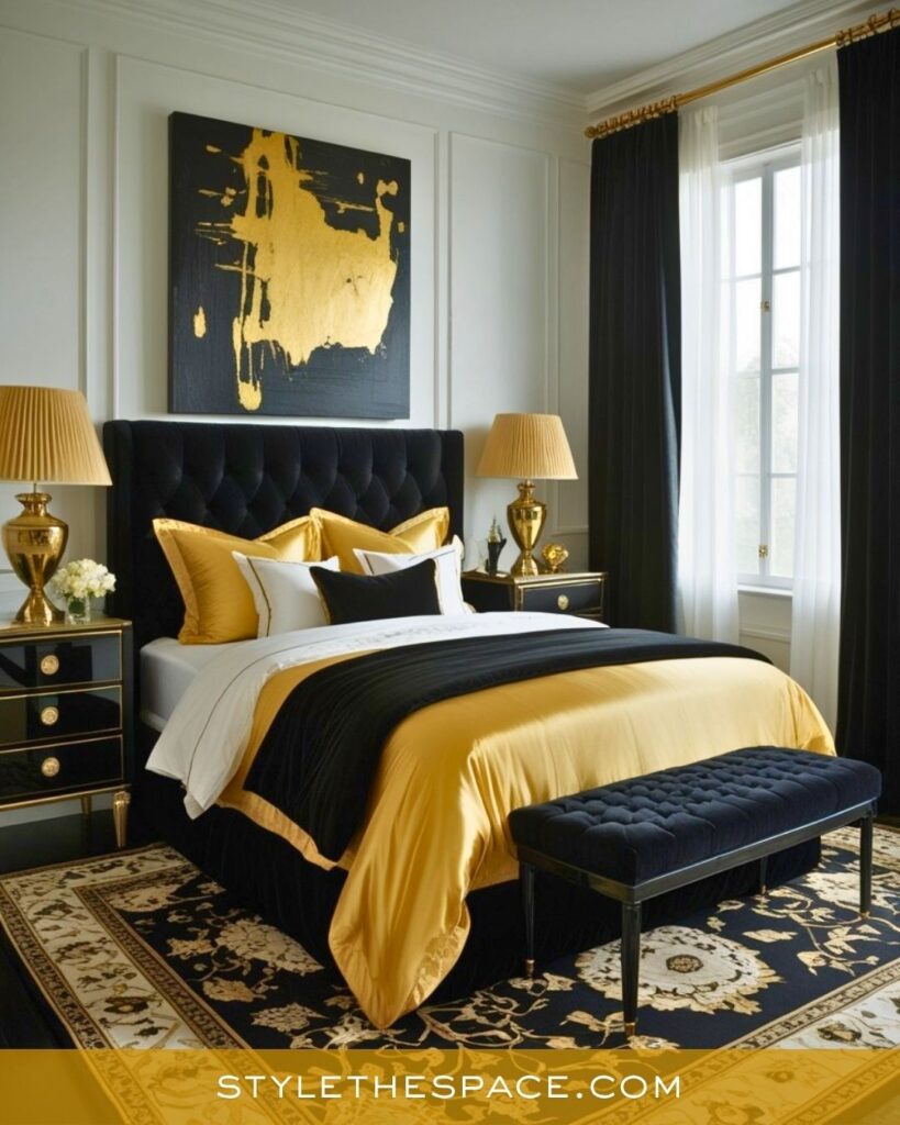 Luxury Black and Gold Yellow Bedroom