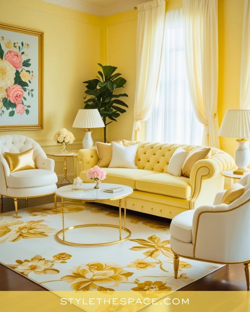 Soft and Elegant Yellow Living Room Idea