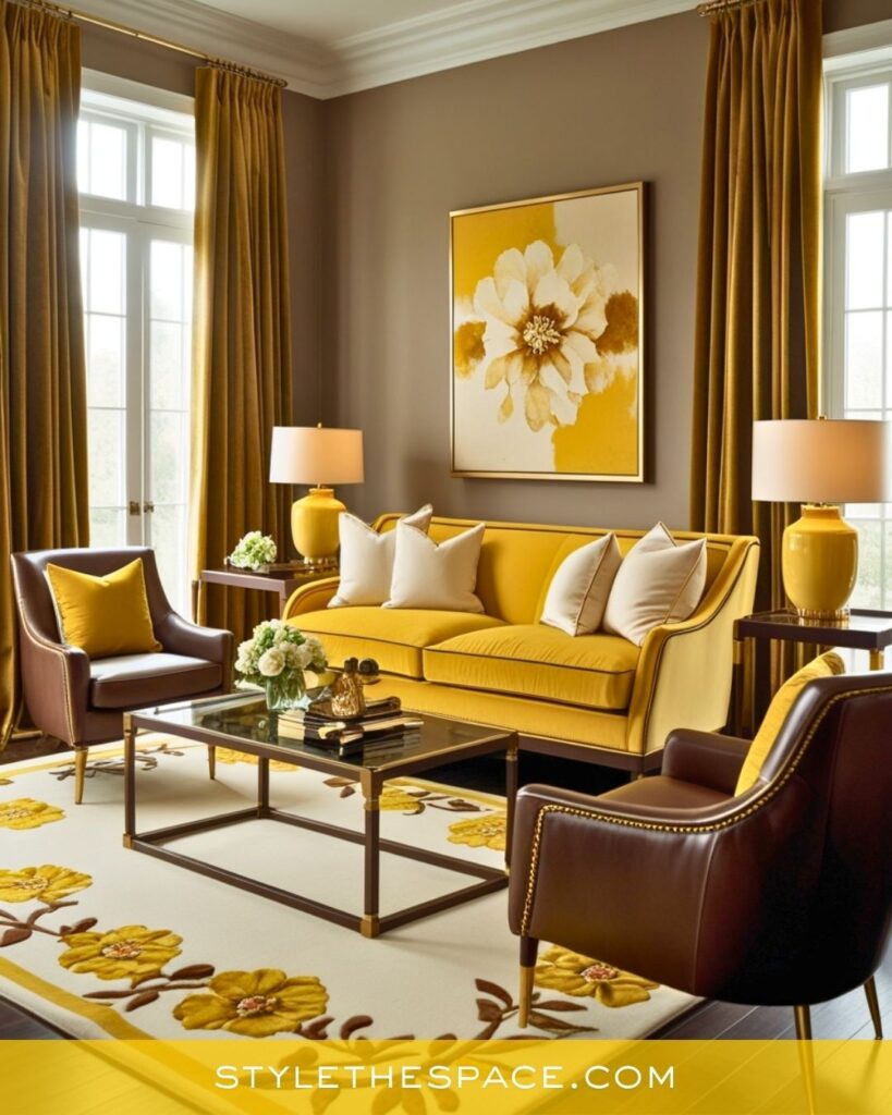 Warm Yellow and Brown Living Room Idea