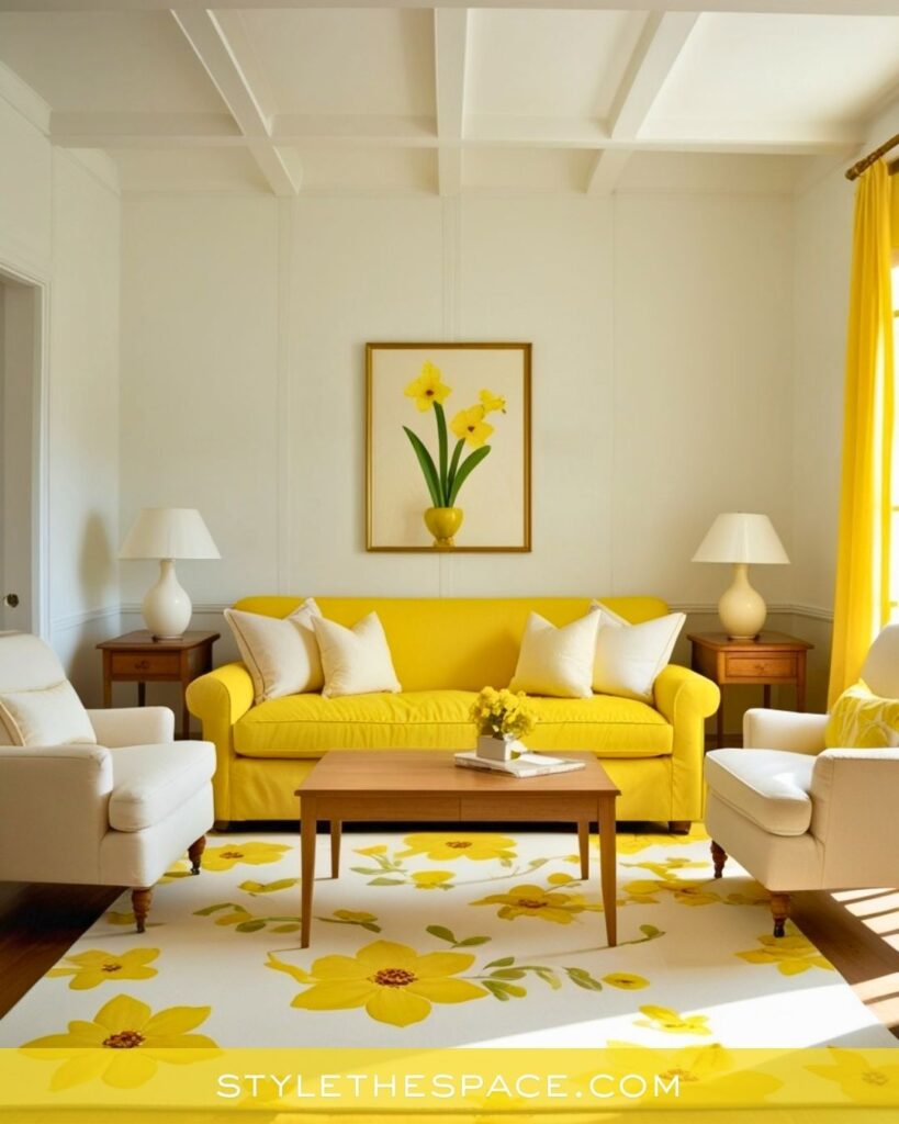 Bright and Cozy Yellow Living Room Idea