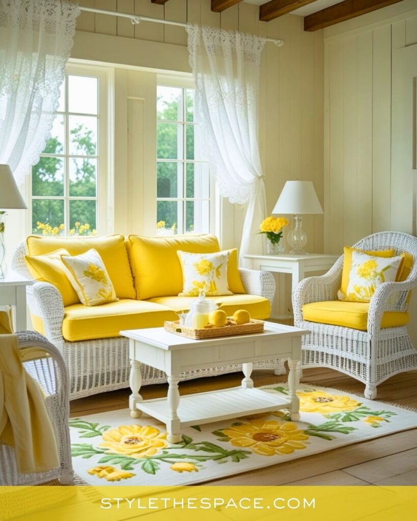 Charming Cottage-Style Yellow Living Room Idea