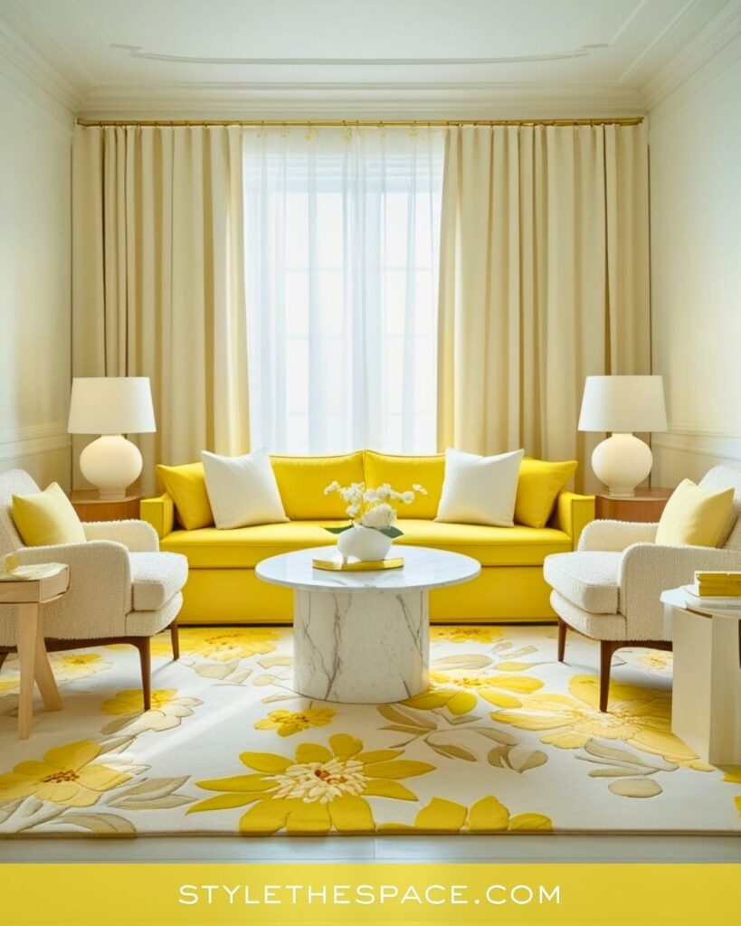 Soft and Modern Yellow Living Room Idea