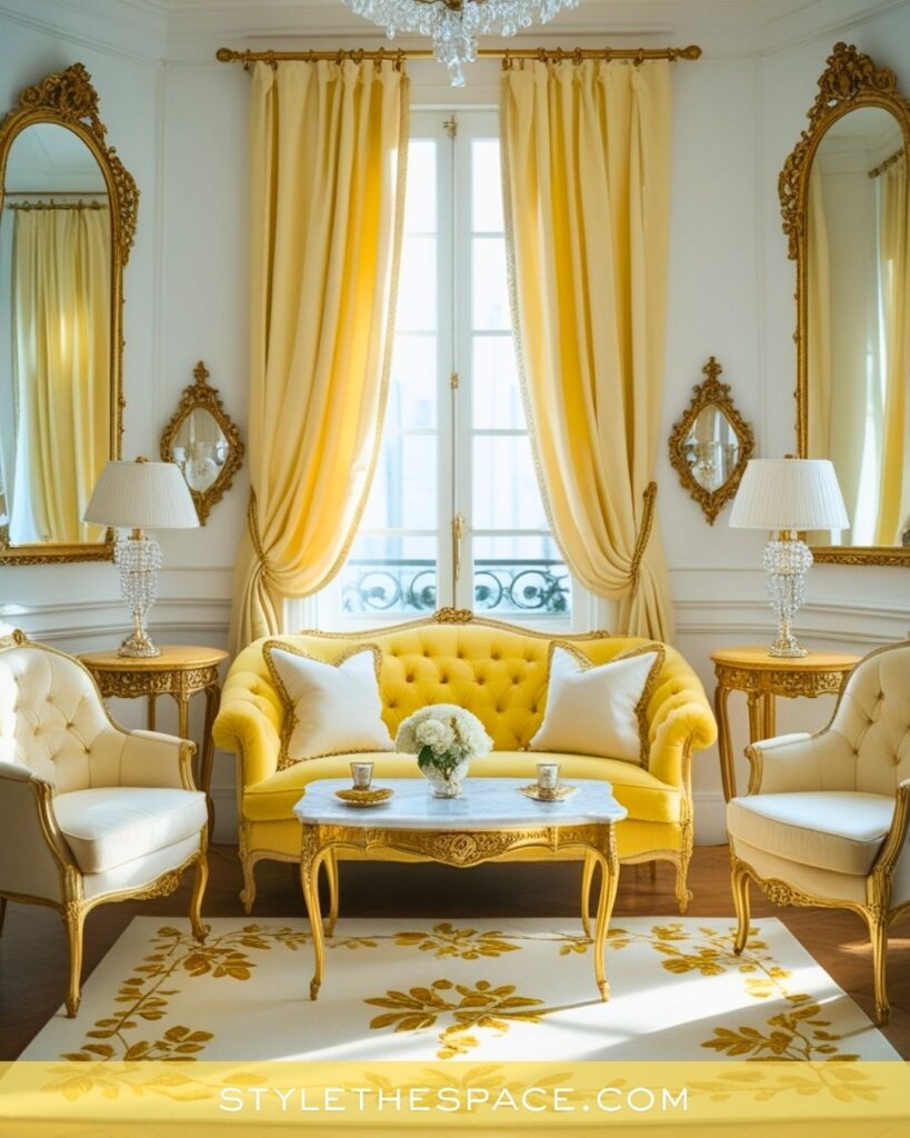 Elegant Yellow and Gold Living Room Idea