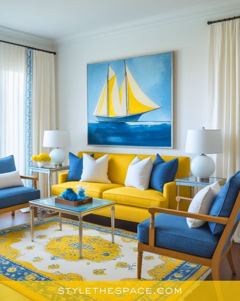 Fresh Coastal Yellow Living Room Idea