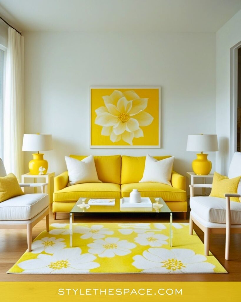 Soft and Bright Yellow Living Room Idea