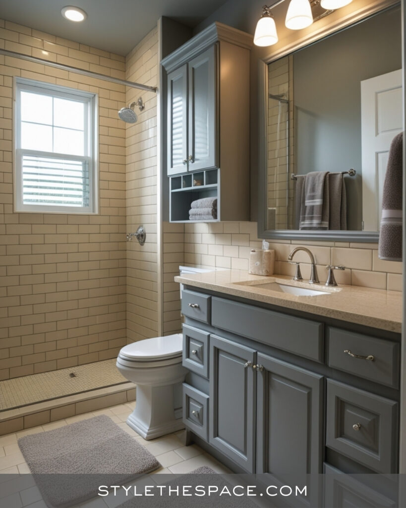 Classic Beige and Grey Bathroom with Soft Contrast