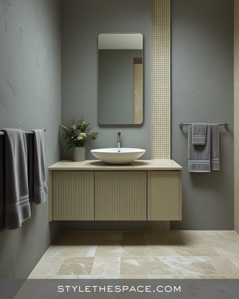 Minimal Beige and Grey Bathroom with Soft Modern Calm