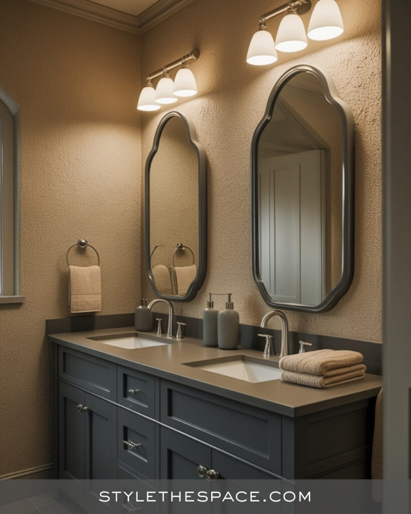 Elegant Beige and Grey Bathroom with Warm Texture