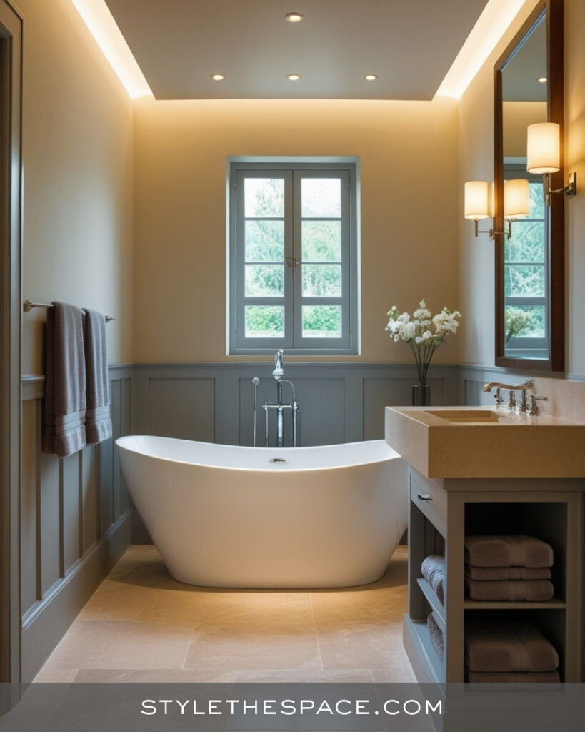 Elegant Beige and Grey Bathroom with Soft Luxury