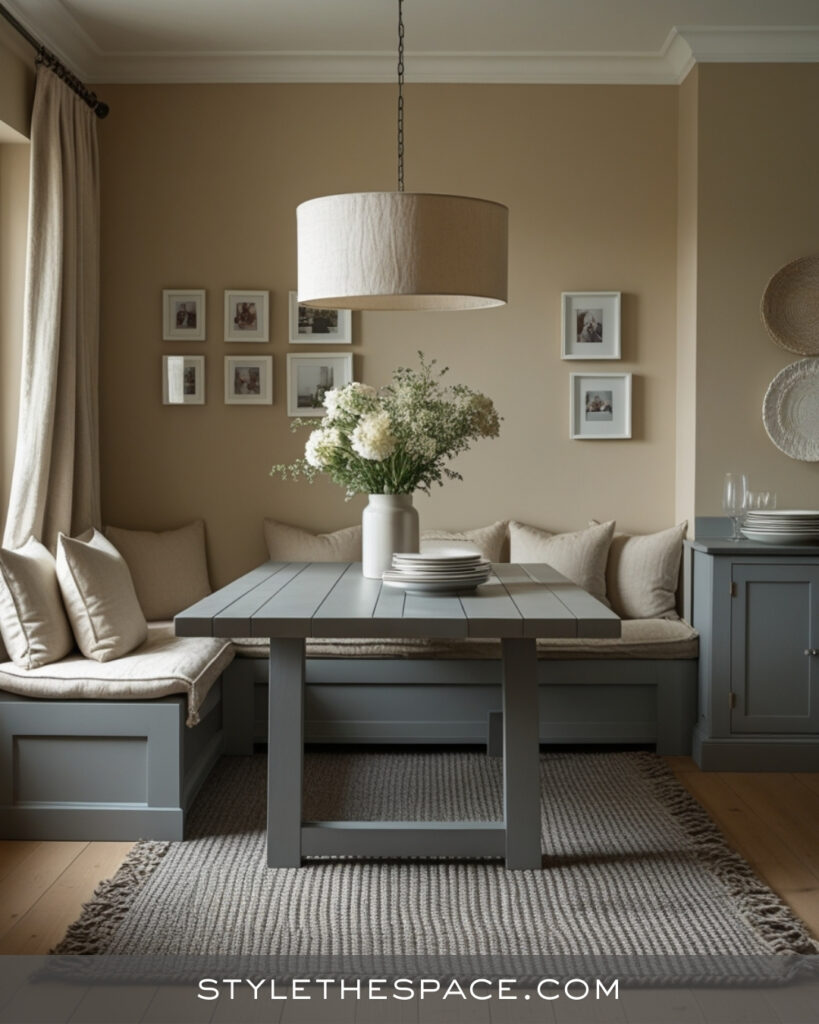 Beige and Grey Dining Room With Cozy Scandinavian Charm
