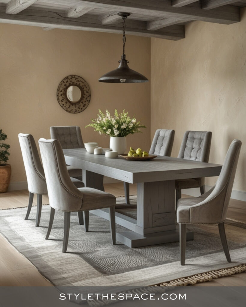 Beige and Grey Dining Room With Rustic Modern Charm