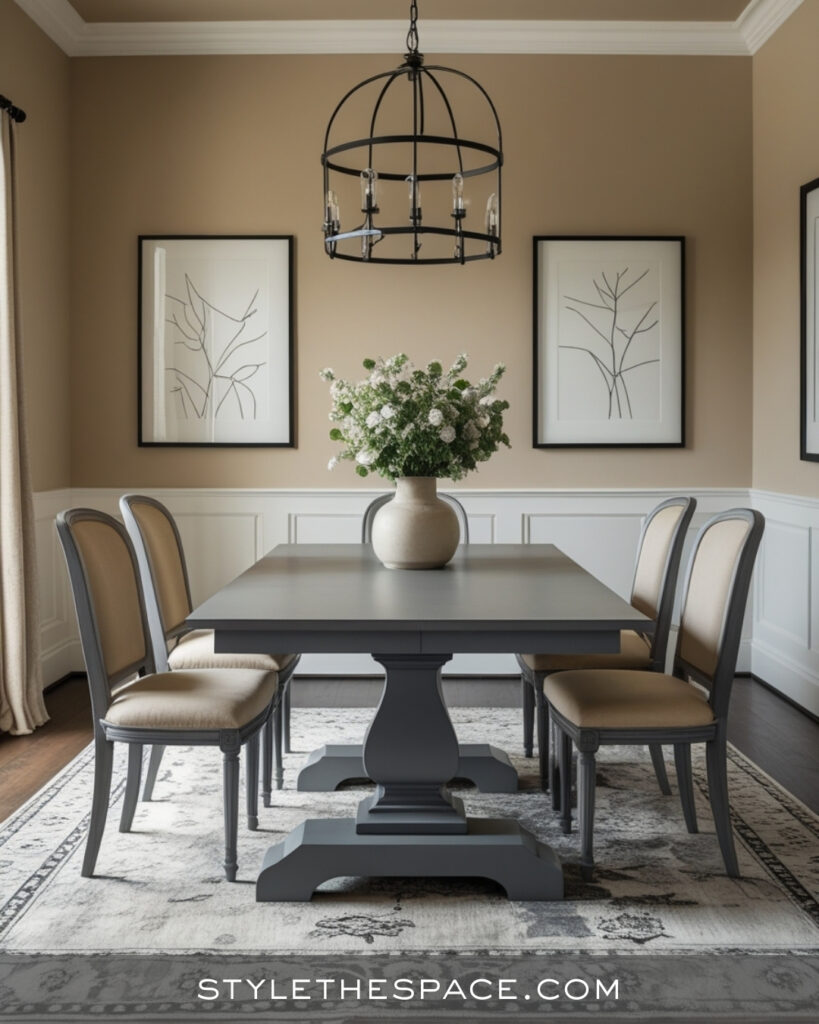 Beige and Grey Dining Room With Refined Transitional Style