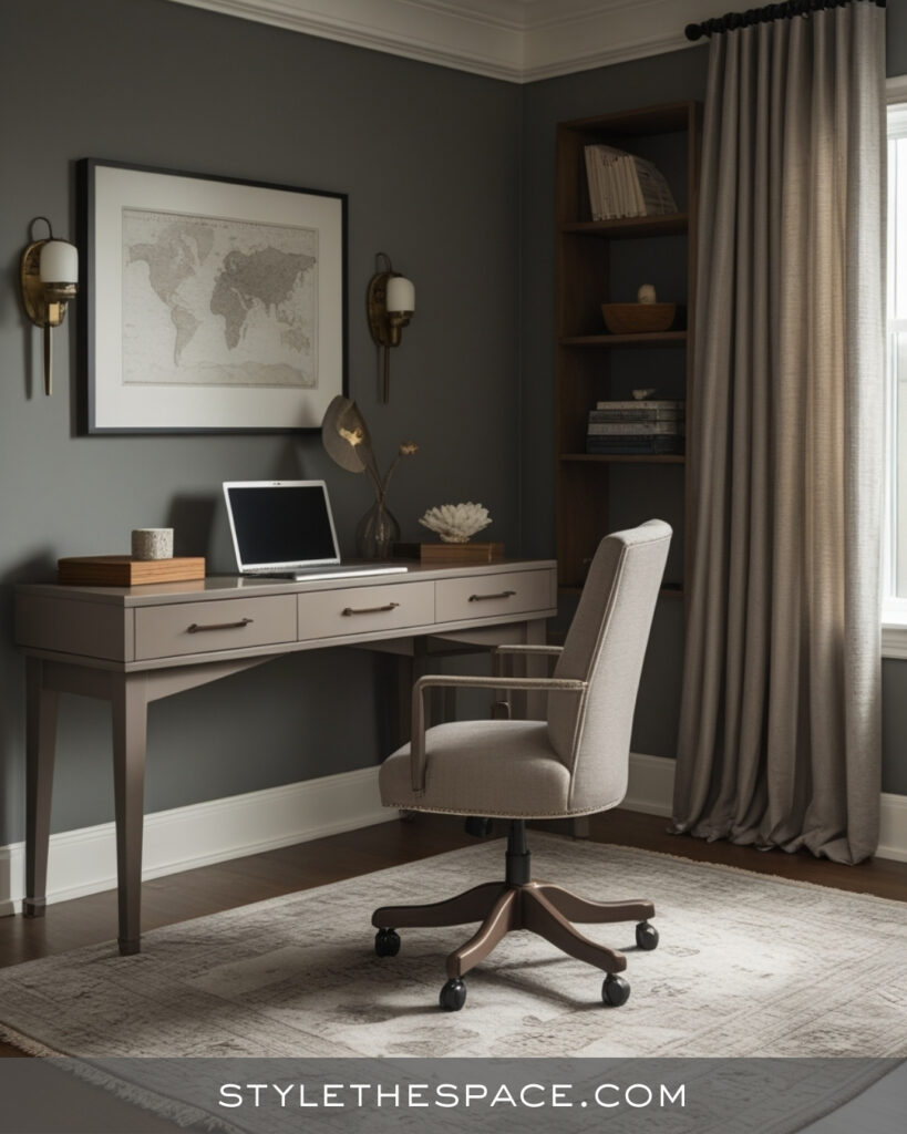 Modern Beige and Grey Home Office with Soft Contrast
