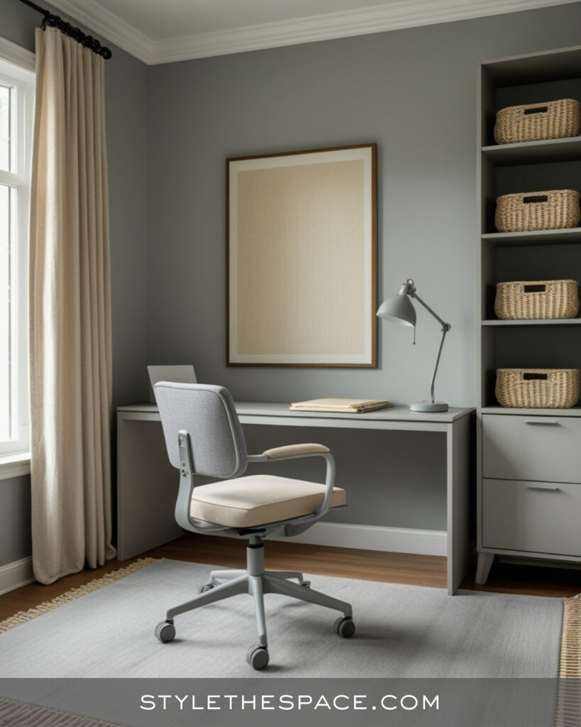 Minimal Beige and Grey Home Office with Soft Neutrals