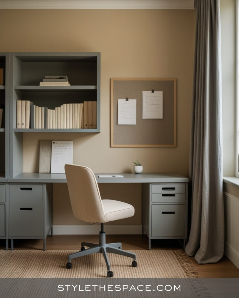 Minimal Beige and Grey Home Office with Soft Neutrals